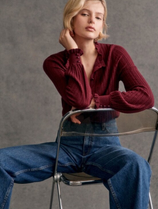 Sezane Sweaters - [Sezane] NWOT Louis Cardigan In Burgundy, Size M, 100% Merino Wool